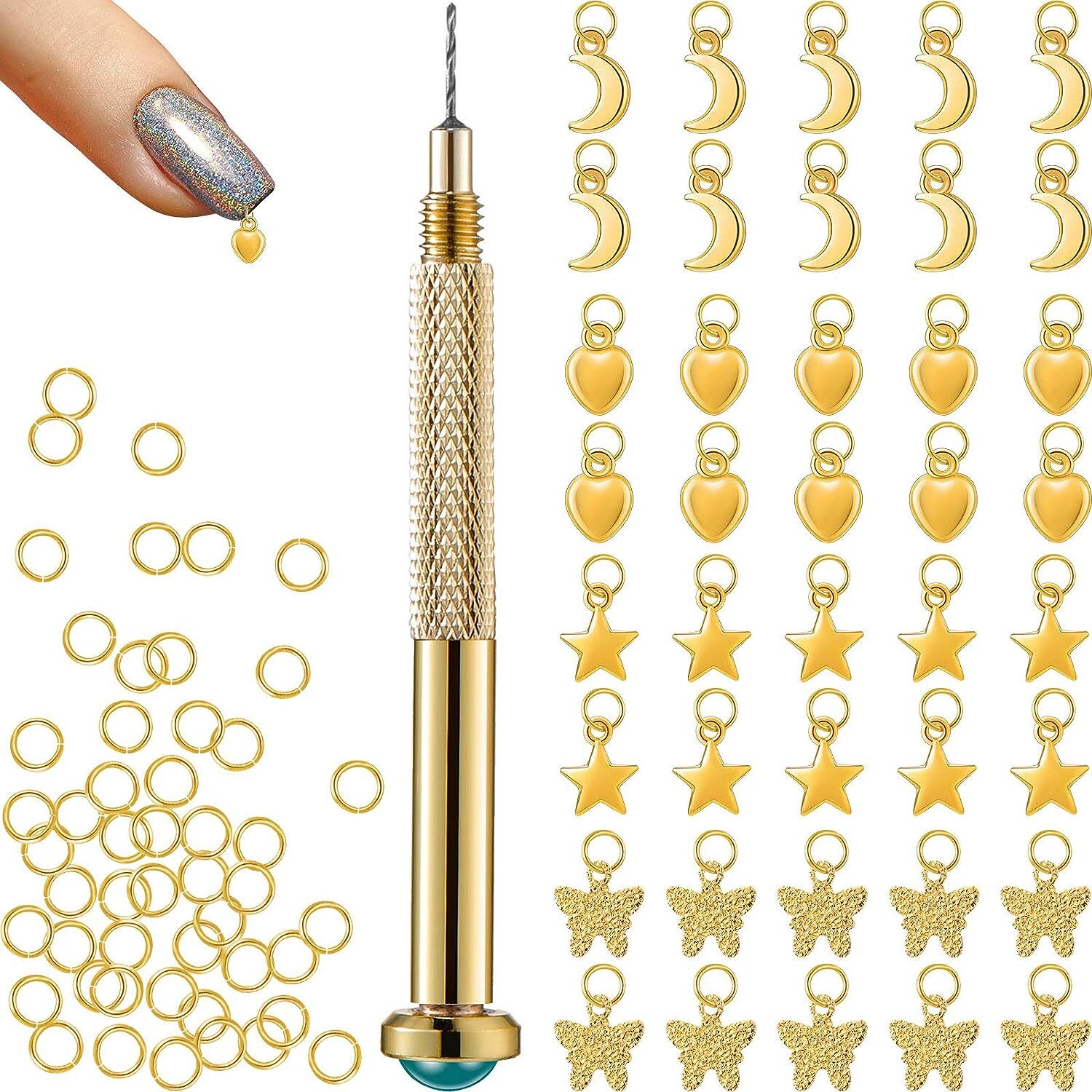 91 Piezas De Anillos De Joyeria Para Unas Con Herramienta Para Perforacion De…