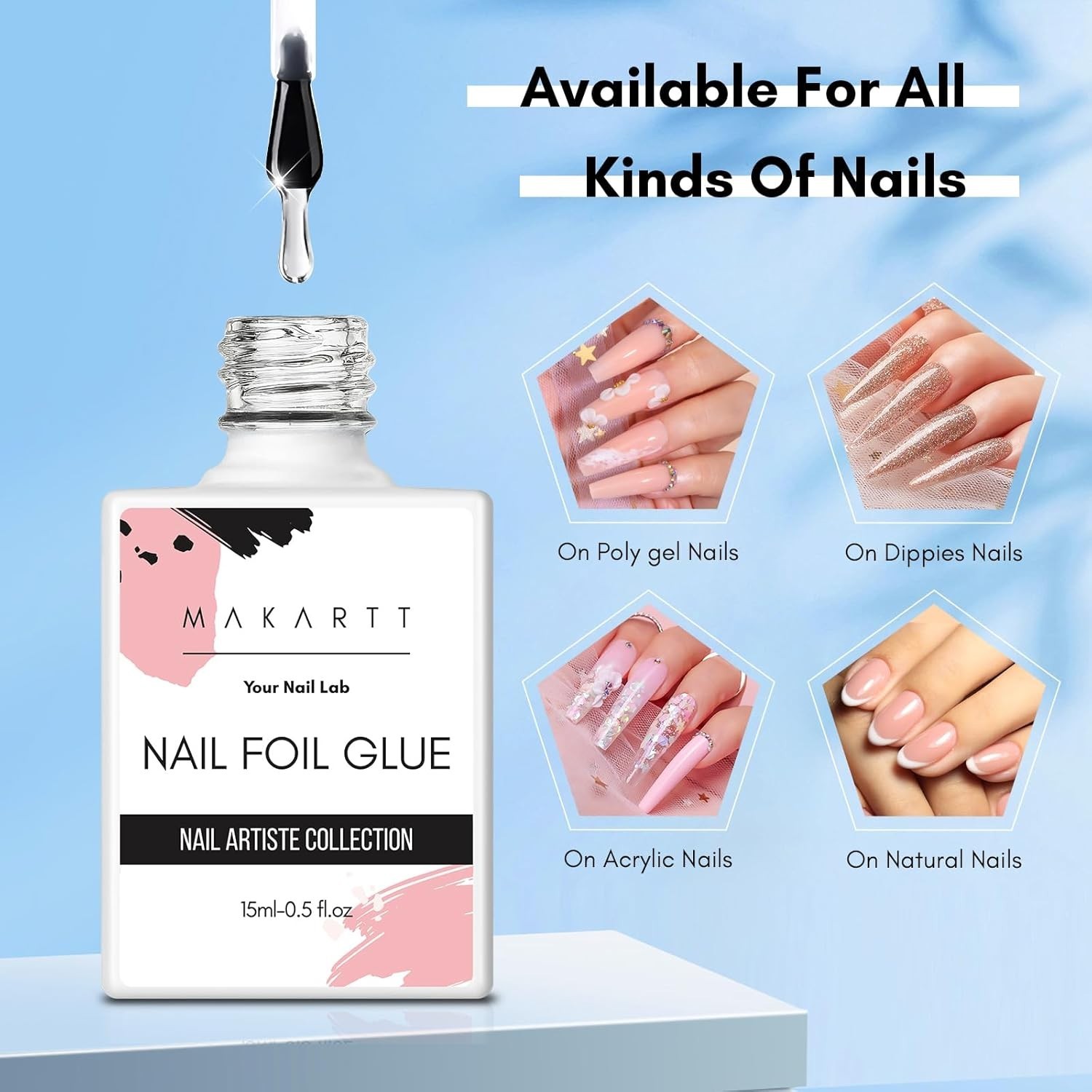 Nail Foil Glue Gel 15ML – Perfect for Salon & DIY Art – Non-Toxic Adhesion
