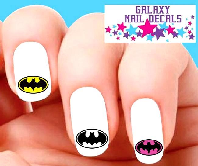 Waterslide Nail Decals – Set of 20 Batman Pink, Clear & Yellow Assorted