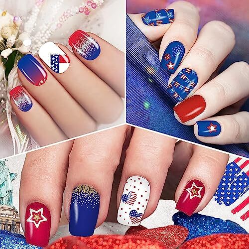 16 Sheets Nail Wraps 4th of July Nail Polish Stickers Self Independence Day