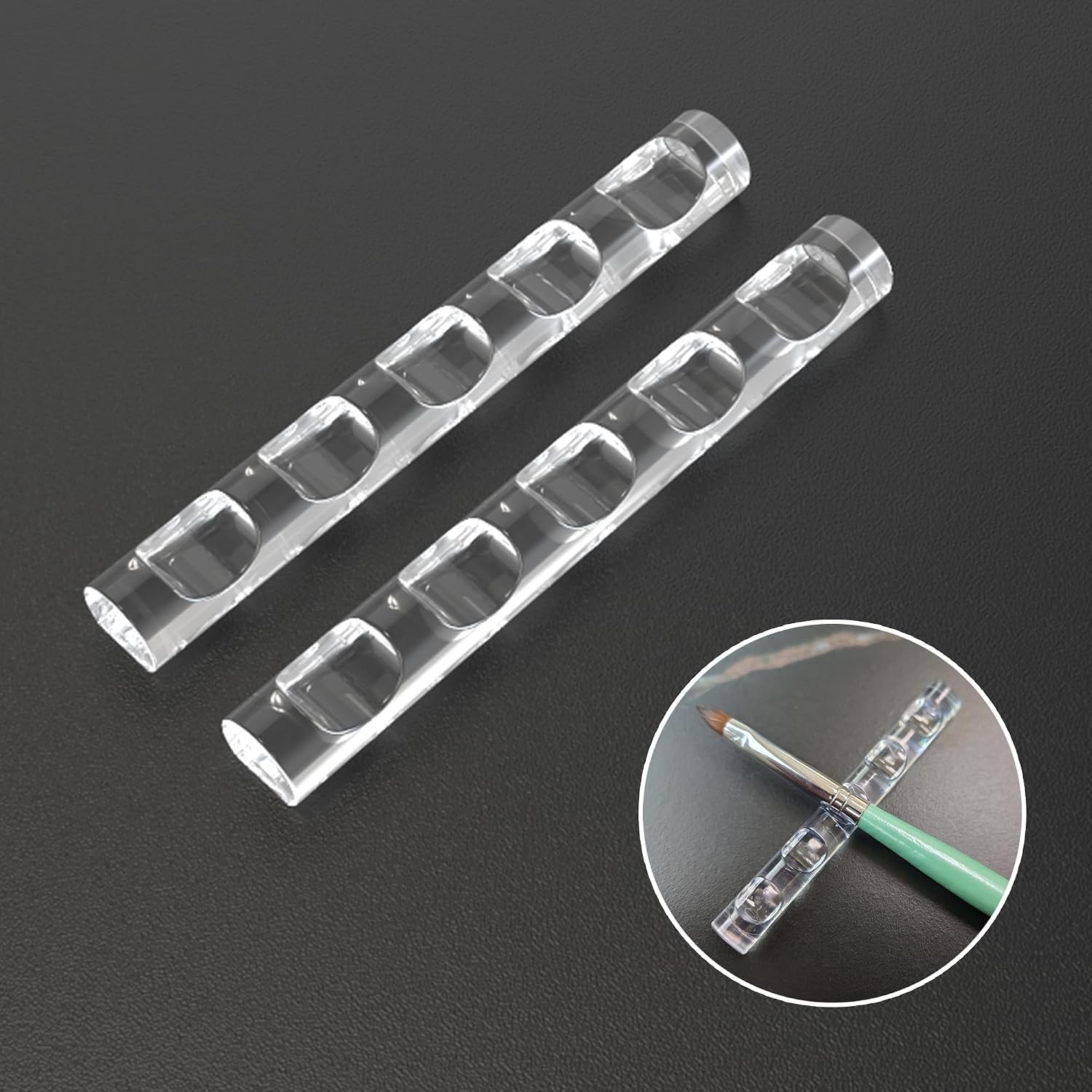 4 Pack Crystal Bar Pen & Brush Holder Stand for Nail Art Painting Manicure Tools