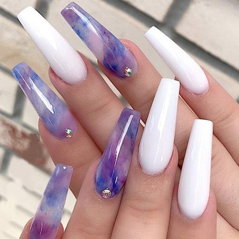 120PCS (5 Pack) Long Press On Nails Starry Sky Gradient Y2K Trendy Fake Nails