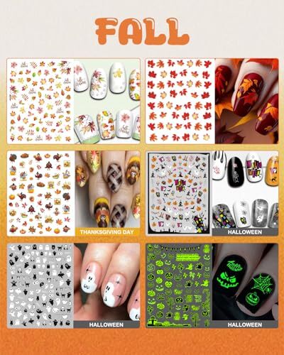 24 Sheets Seasonal Nail Art Stickers, Four Season Variety Pack All Holiday