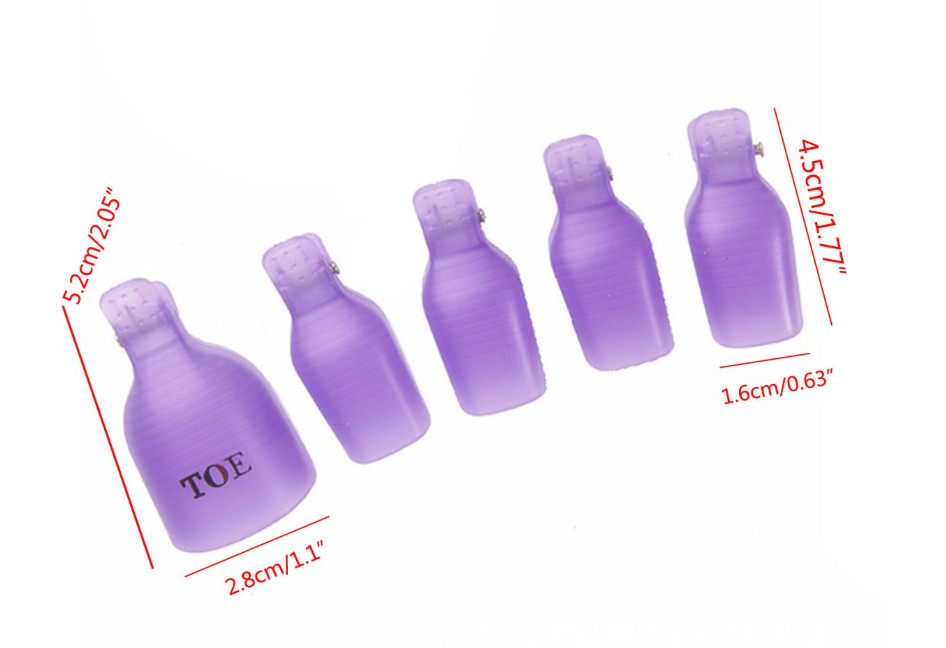 10 Reusable Toenail Nail Art Soak Off Cap Clip UV Gel Polish Remover Tool Purple