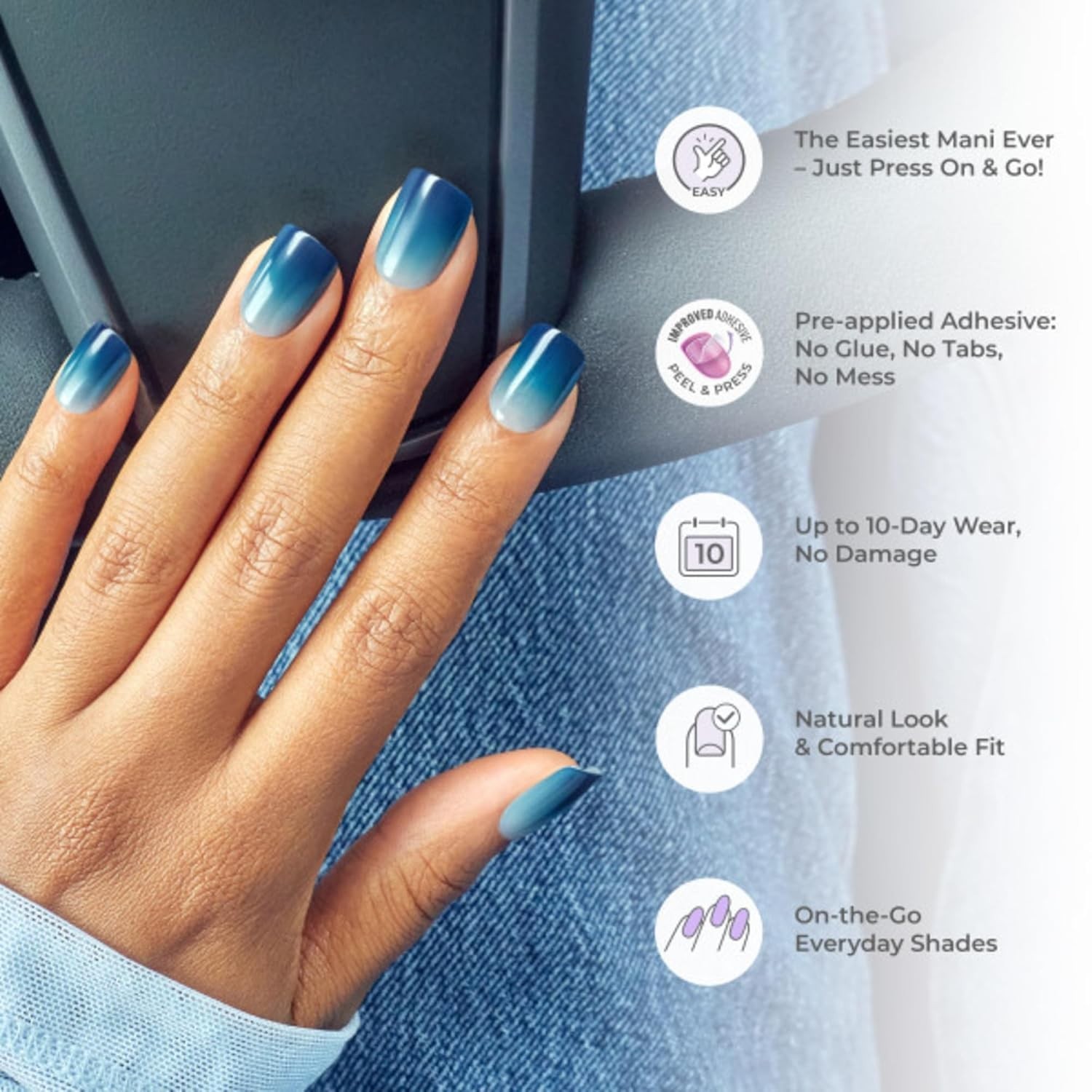 Petal Pink Kiss Press-On Nails – 30 Solid, Shimmery Nails for Quick Manicures