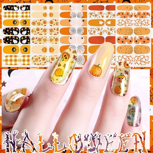 224PCS/16 Sheets Nail Polish Strips – Halloween, Fall, Christmas Gel Kit 1