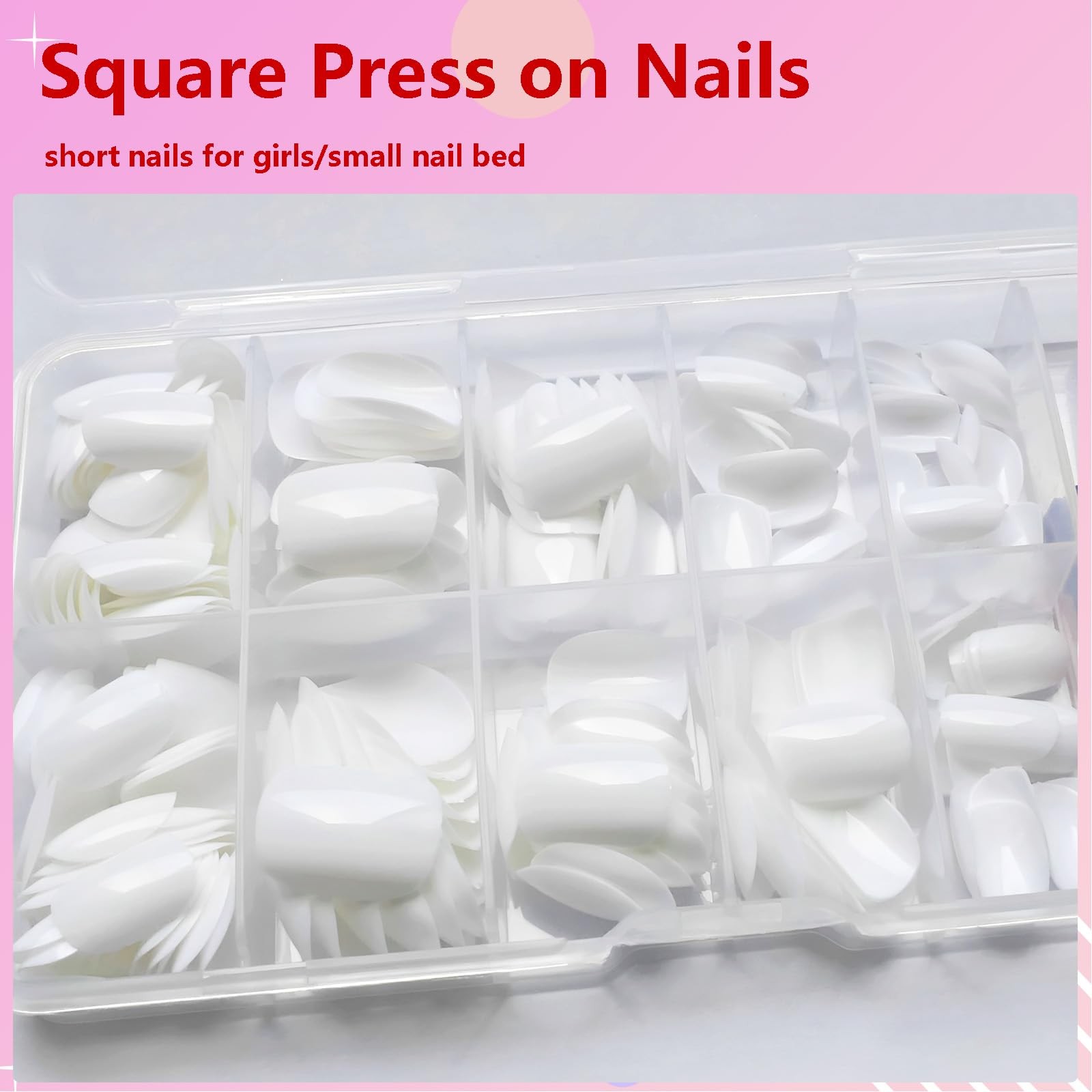 240pcs Press on Nails Short Glossy White Fake Nails Short Square Full Cover A…