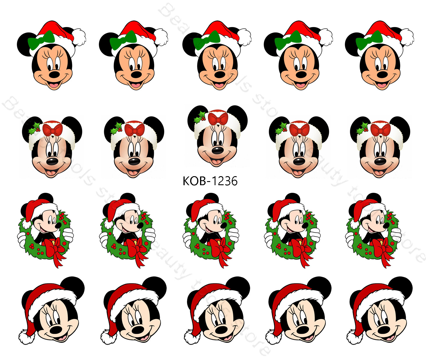 Nail Art Water Transfer Stickers Decal Mickey Mouse Christmas KoB-1236
