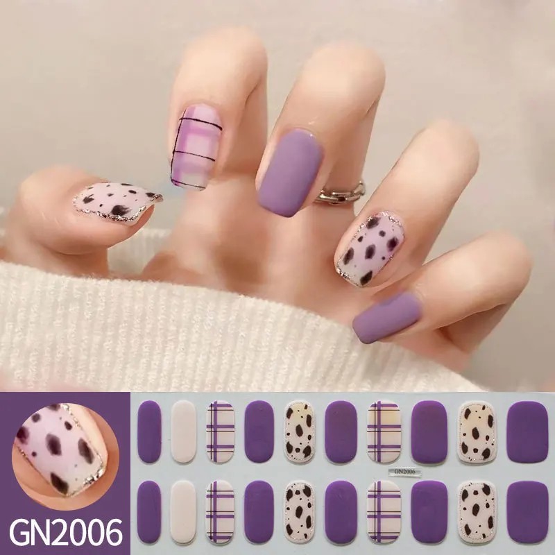 20Pcs Semi-Cured Gel Nail Stickers Full Cover Long Lasting DIY Nail Art Wraps