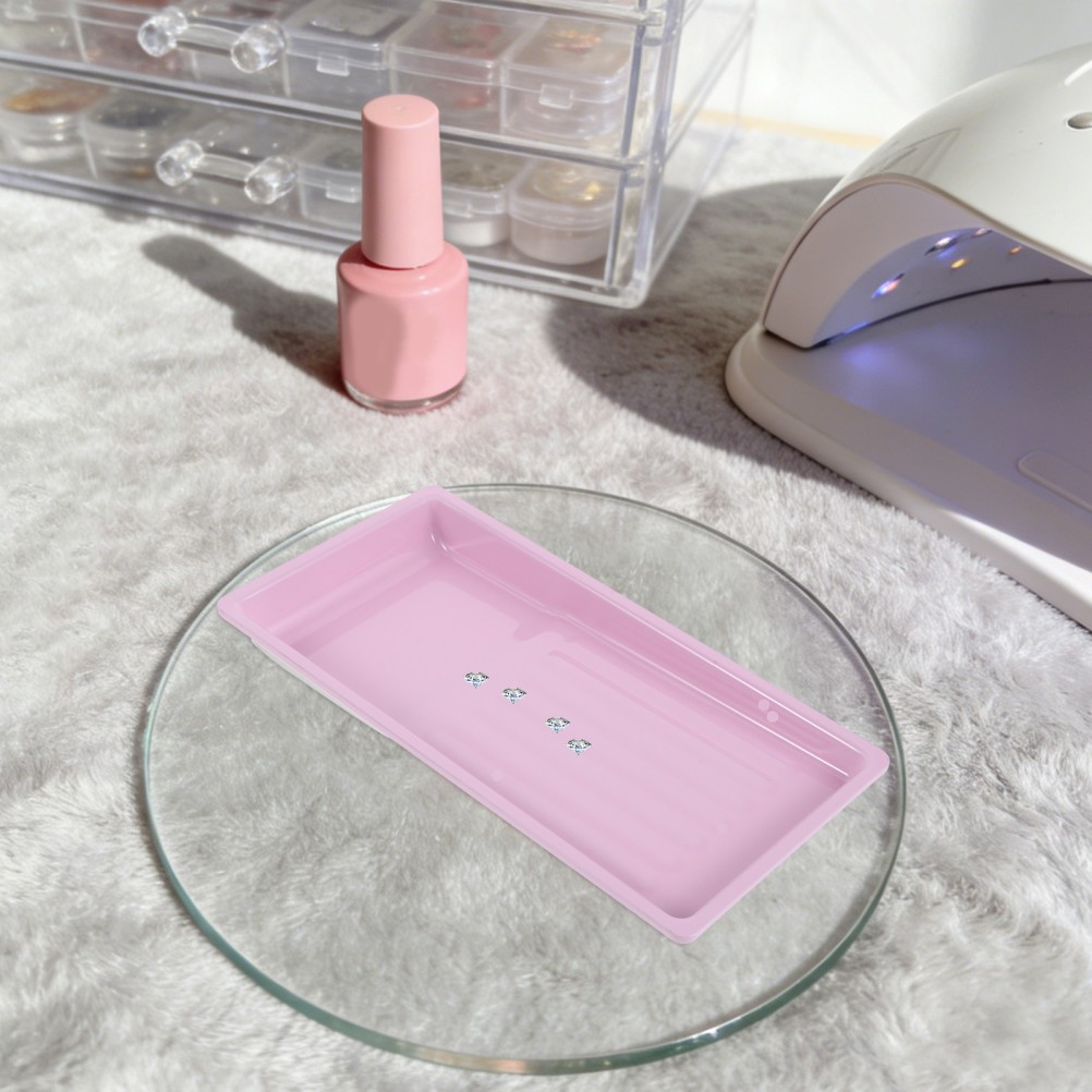 2 Pcs Nail Manicure Tray Tool Stainless Steel Earring