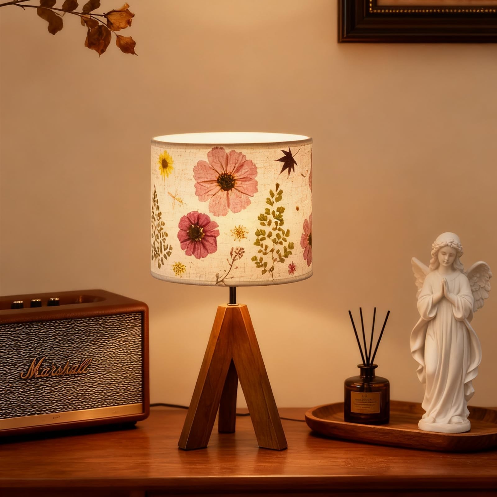 Floresita Dried Flowers Tripod Table Lamp 14.56in, 9W LED Dimmable 61“Drie
