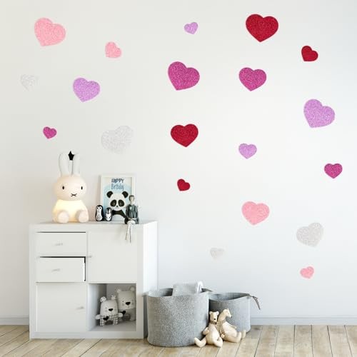 360Pcs Heart Stickers – Colorful Glitters Shape Stickers for Reward Foam Heart