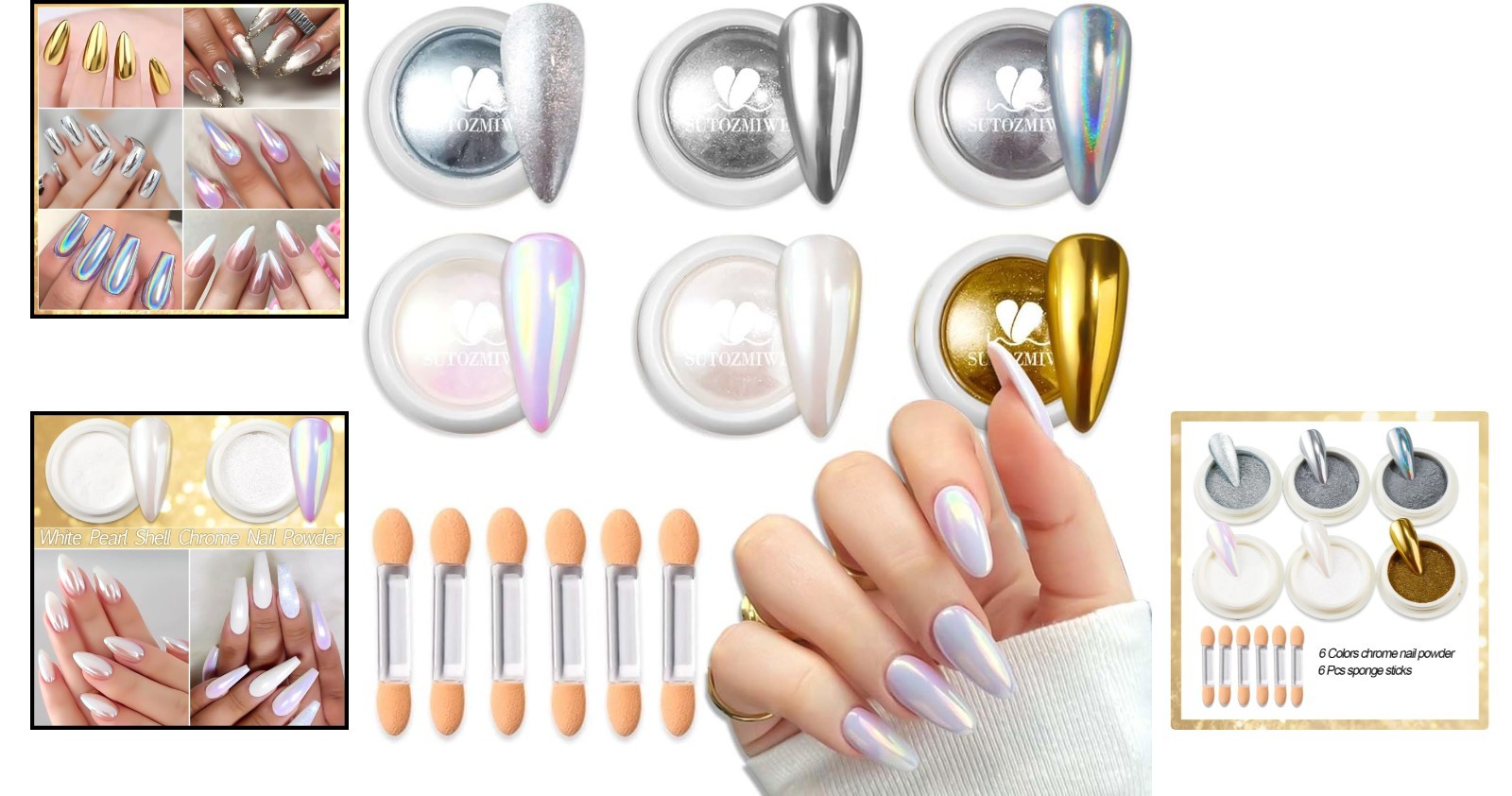 Ultra-Fine Chrome Nail Powder – 6 Colors for Elegant Nails & Manicure Bliss