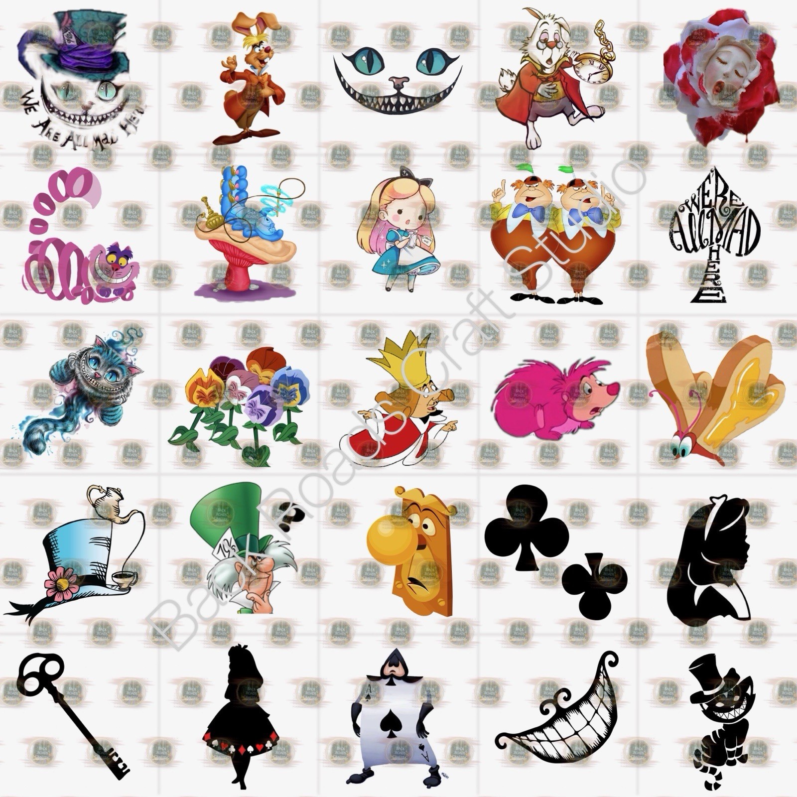 Alice In Wonderland Waterslide Finger Nail Decals Instructions (set of 50) JS