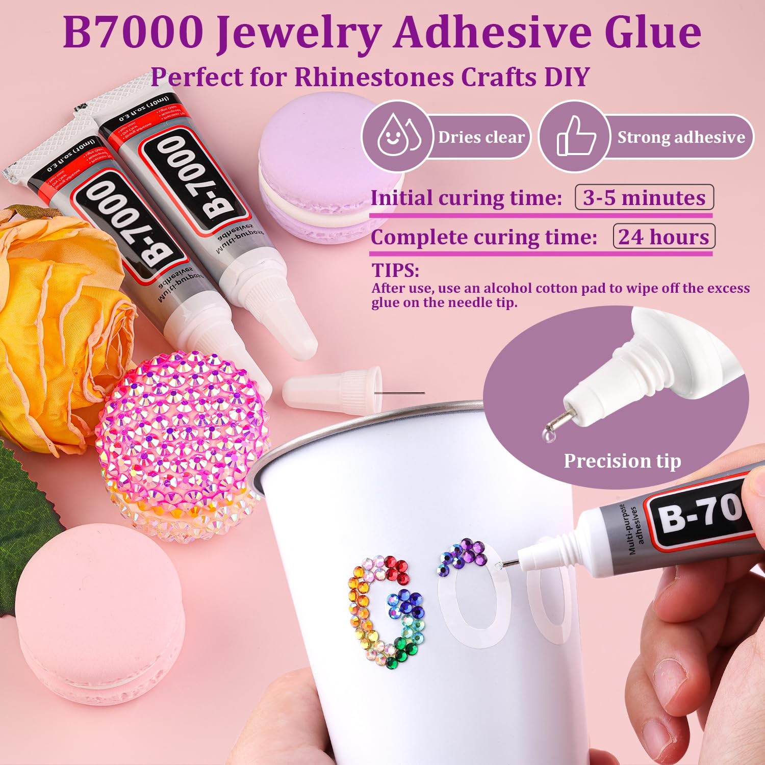 24000 Multicolor Resin Rhinestones with Tweezers and B7000 Glue for Crafts