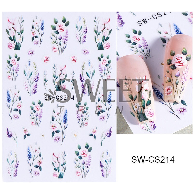 5Pcs Nail Art Decal Stickers Butterfly Beetle Flower Turnip Summer Spring NS52