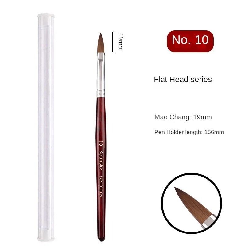 Kolinsky Acrylic Nail Brush Mink Hair Wooden Handle Nail Art Gel Builder 4-14
