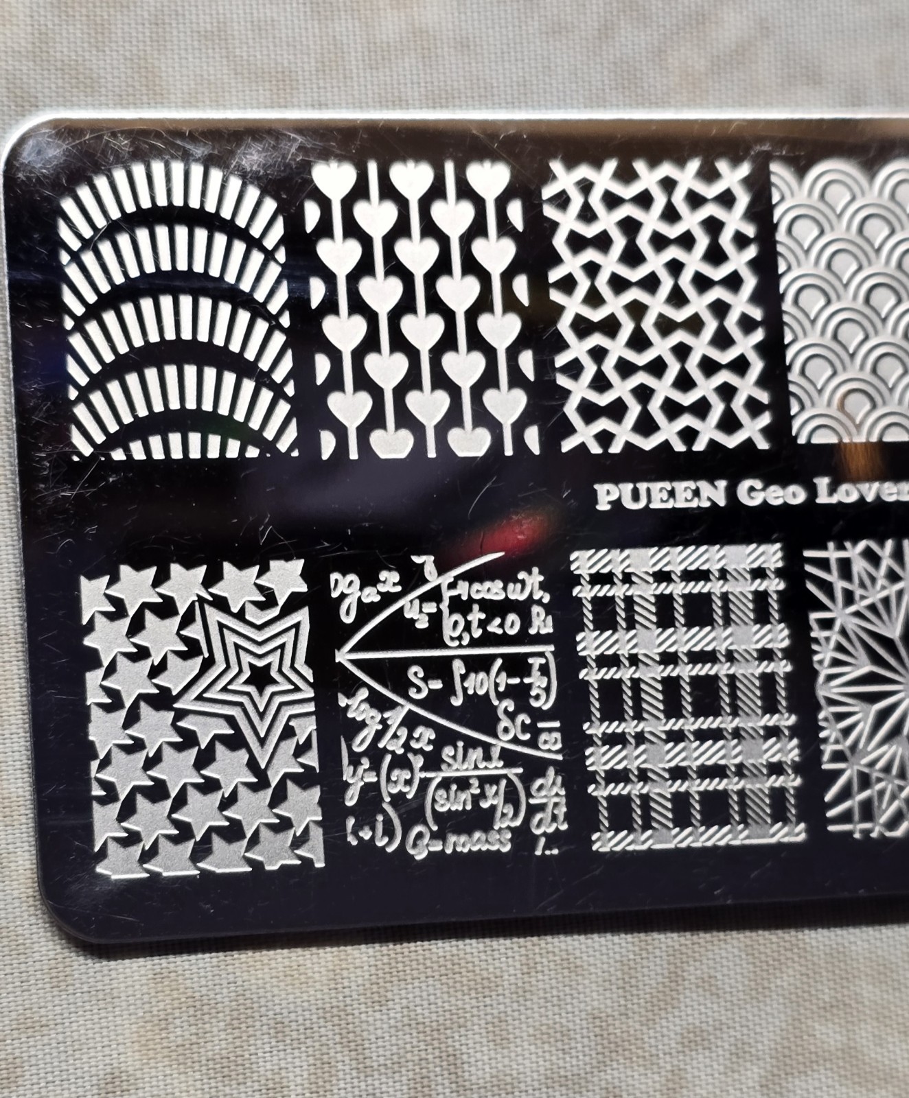 Nail Art Stamp Plate Pueen Geo Lover 02 Stars Hearts Mathematical Equations