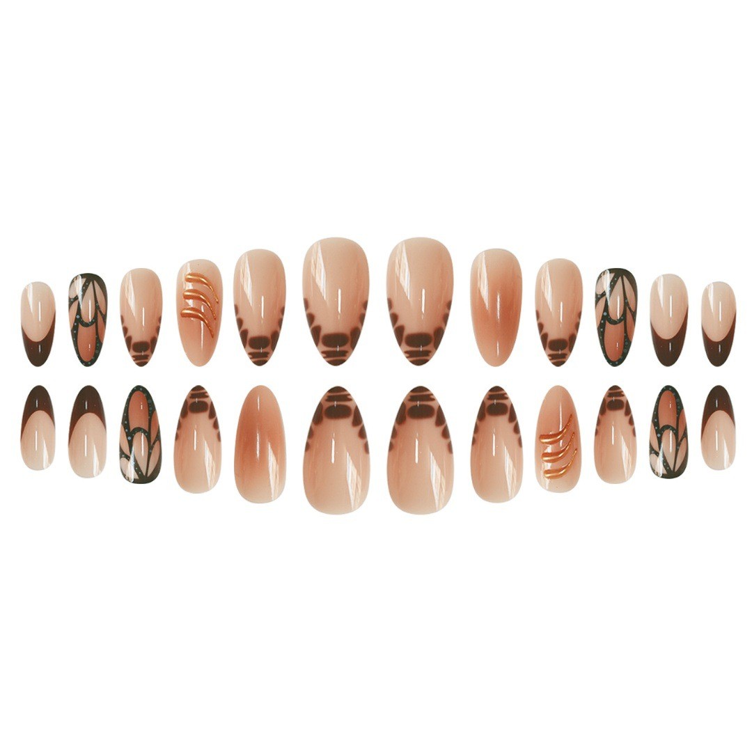 Mocha Gradient Metal Butterfly Abstract INS Style Press On Nails Wholesale