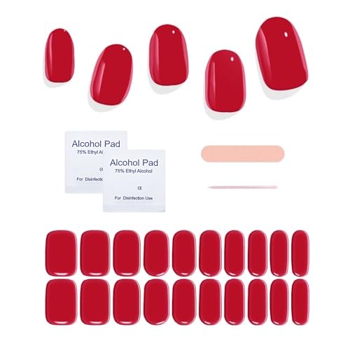 Semi Cured Gel Nail Strips (), 20 Gel Nail Stickers Work with Any Rose Pink