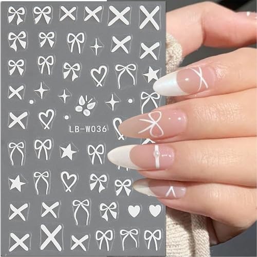 8Sheet Valentine’s Day Nail Stickers Pink Red Lover Bow Nail Art Stickers