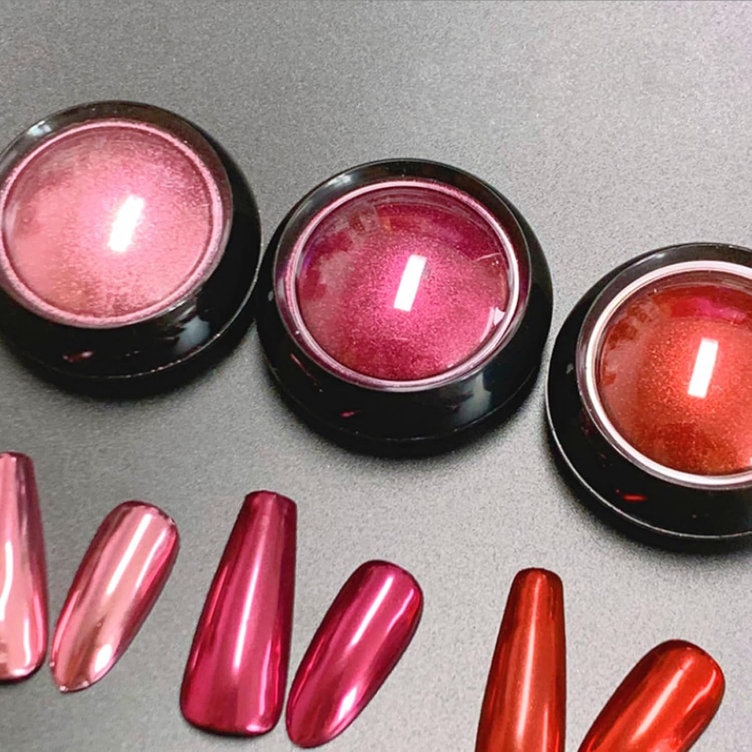 3 Jars Pink Chrome Nail Powder Kit – Metallic Mirror Effect Nail Art Powder for
