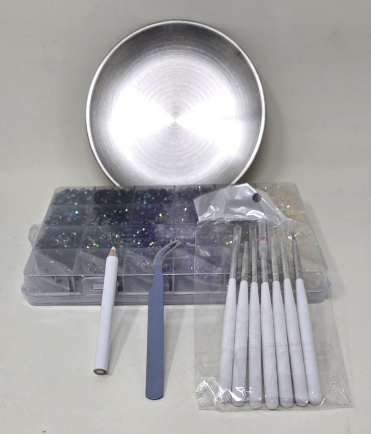Rhinestones for Crafts Kit Jelly AB for Tumblers for Nail Art Brushes Tweezers