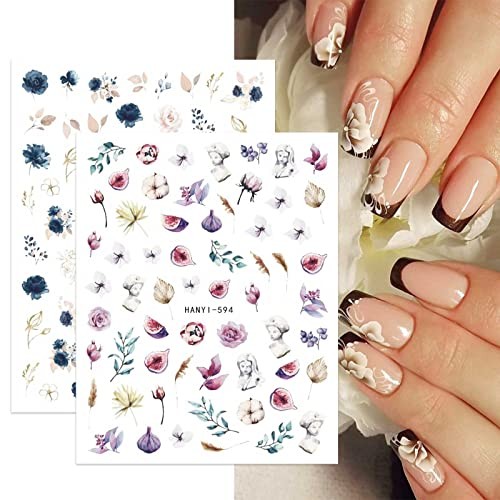 10 Sheets Spring Flower Nail Art Stickers Decals Self-Adhesive Pegatinas Uñas