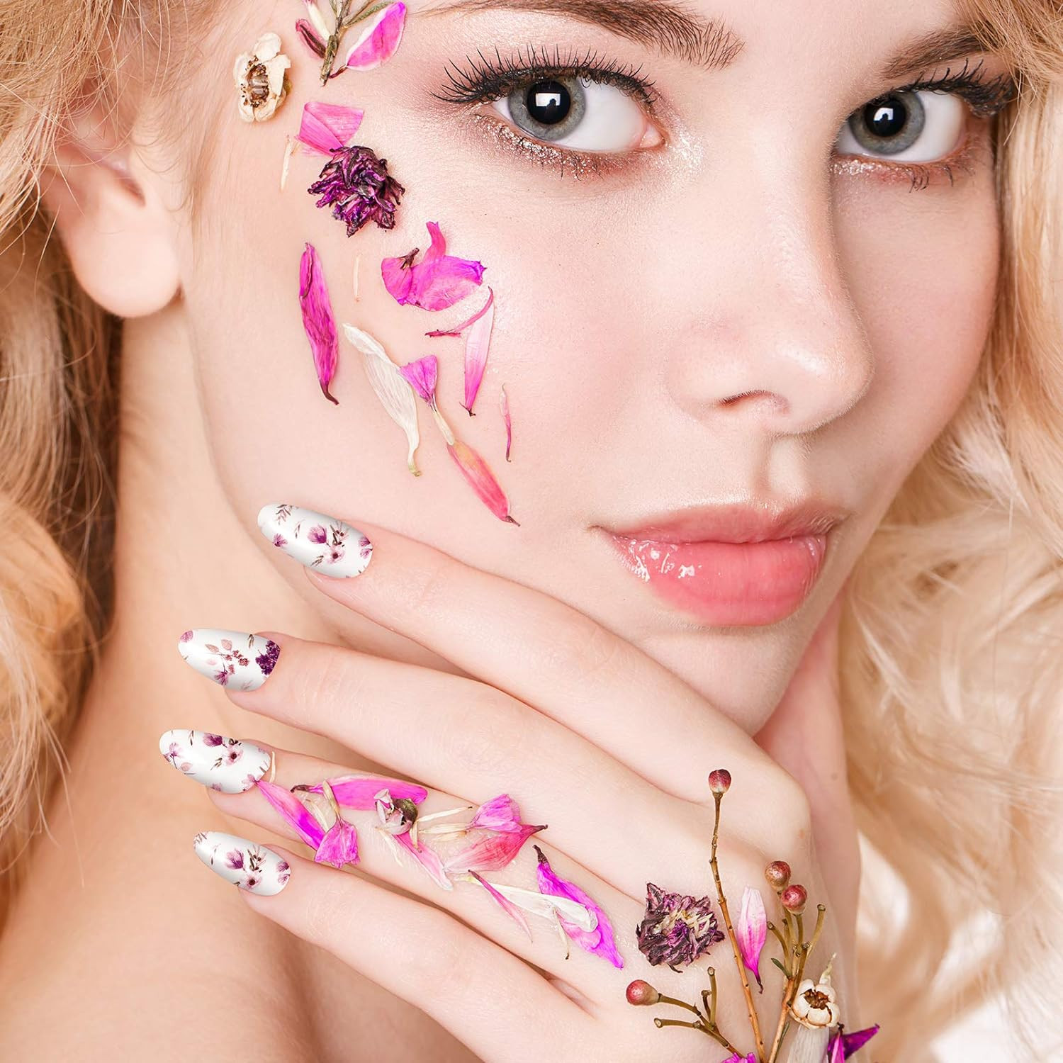 168 Pieces 12 Sheets Full Wraps Nail Polish Stickers Flower Print Self-Adhesive