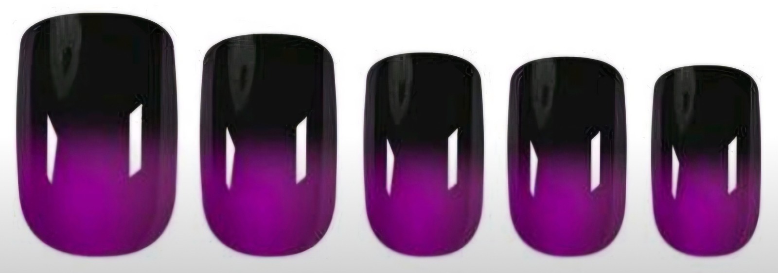 Press-On Nails Dark Purple Gradient Short Coffin Shiny