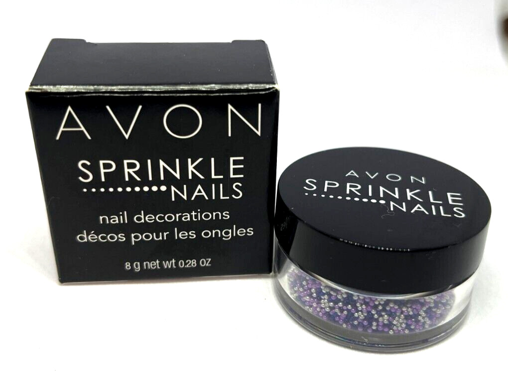 Avon Sprinkle Nails~Nail Art Beads- Purple Confetti~New in Box