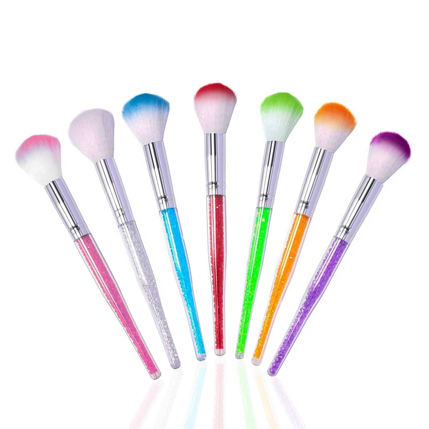 7PCS Gradient Color Nail Dust Brush Set, Soft Bristle Duster for Acrylic & Glitt
