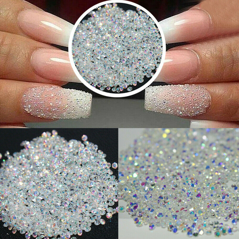 5000PCS AB Nail Rhinestone Crystal 1.2mm 3D Micro Glass DIY Glitter Nails Art