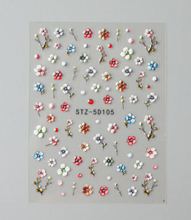 Relief Laser Glitter Flower Nail Art Sticker 5D Embossed Self Adhesive DIY NH27