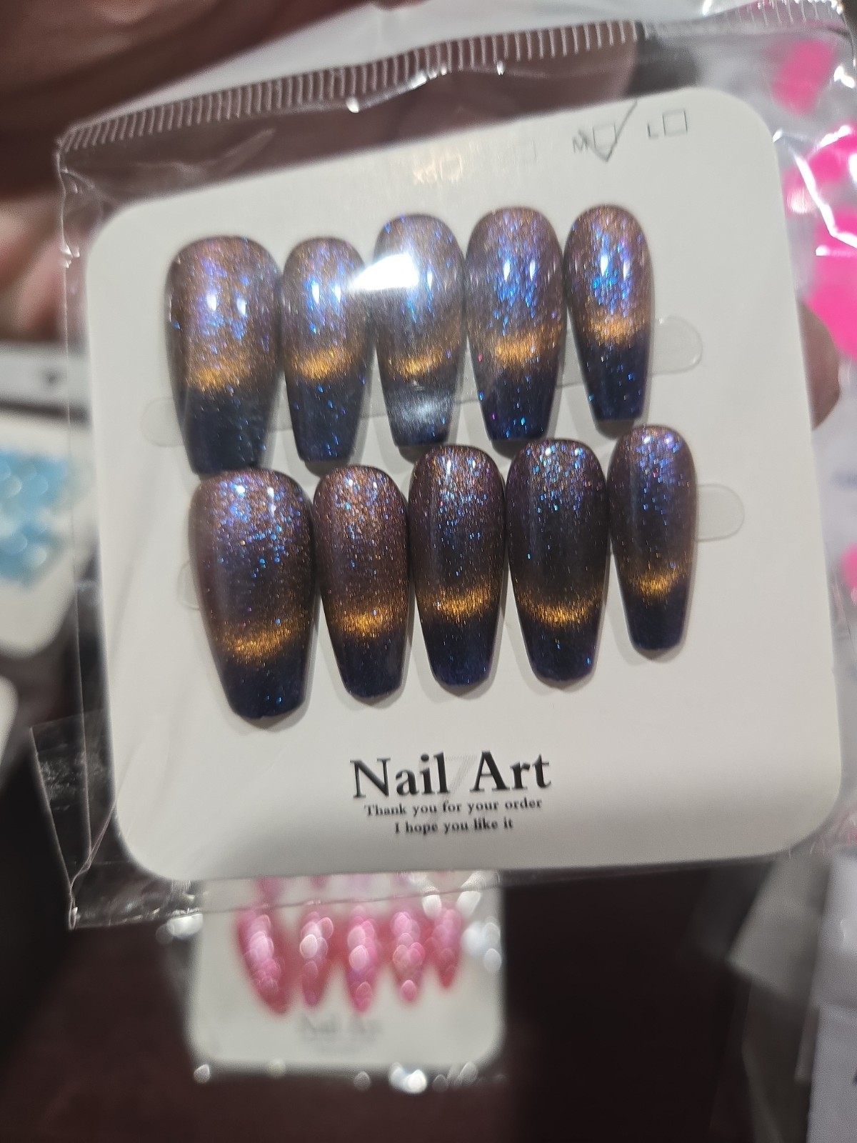 Press On Nails Medium 9 Sets With Alcohol, Glue and File