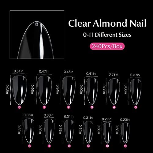 Short Almond Nails Tips 240Pcs Soft Gel Clear Nail Tips No Crease 240 Almond