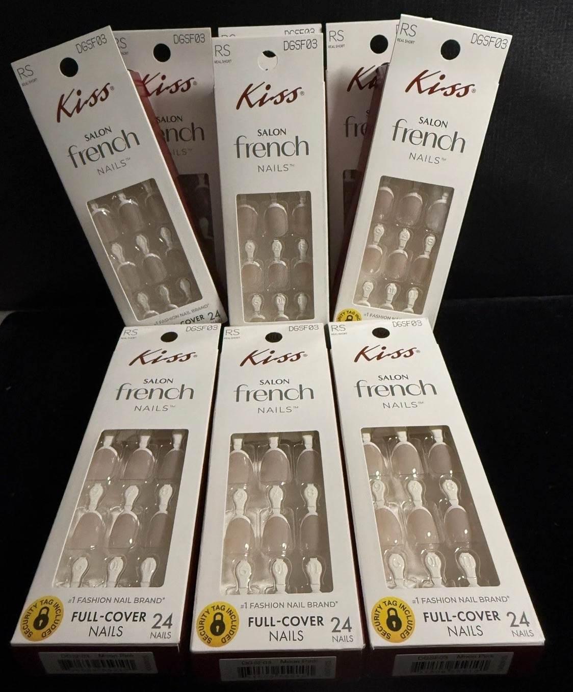 KISS Salon French Press-On Nails Full-Cover Short Squoval Pink/White 24 DGSF03