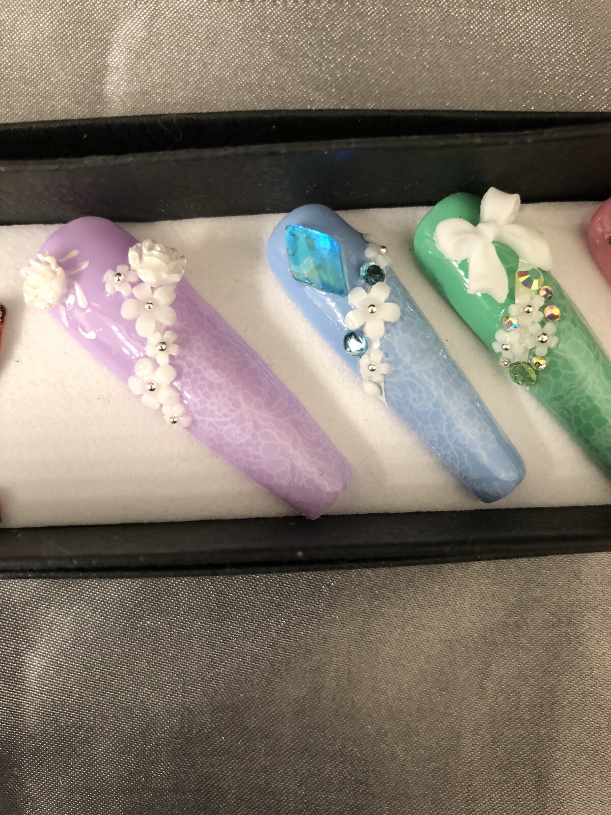 Z NAILZ! Gorgeous Set Of Handcrafted Custom XL Mixed Pastel Ballerina Press Ons