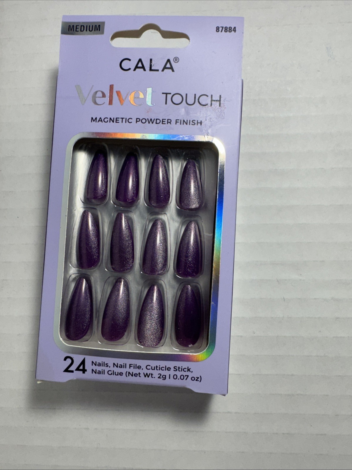 CALA Velvet Touch Magnetic Powder Finish Medium Coffin Press On Nails 24 Count