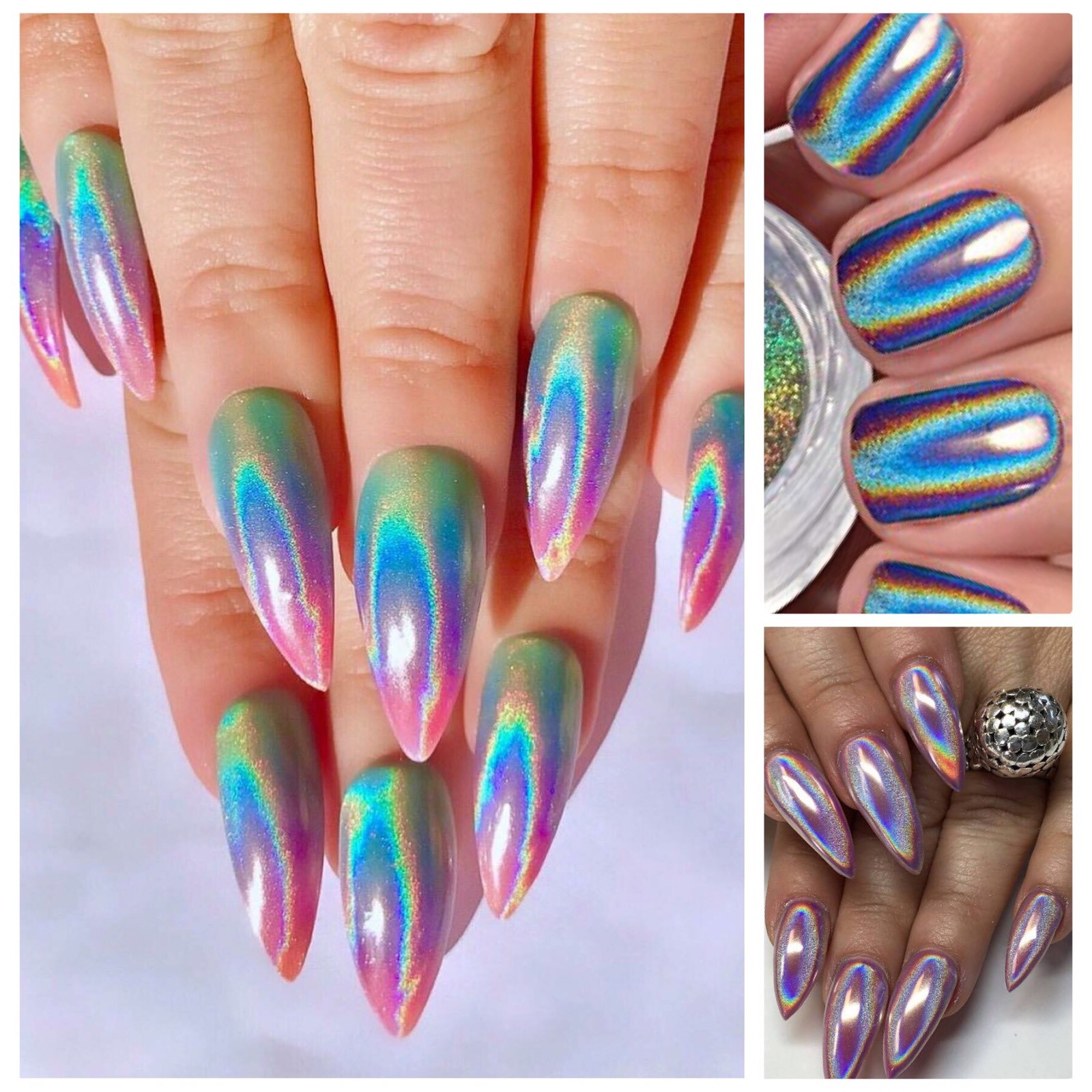 UNICORN NAIL POWDER HOLOGRAPHIC EFFECT MIRROR HOLO CHROME NAILS PIGMENT 15µ! Q15