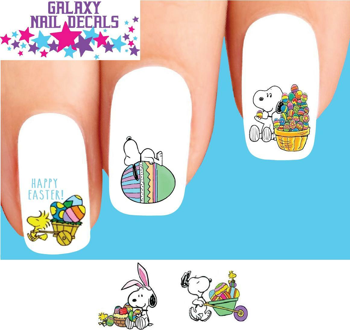 Waterslide Nail Decals – Set of 20 Happy Easter Snoopy Woodstock Assorted
