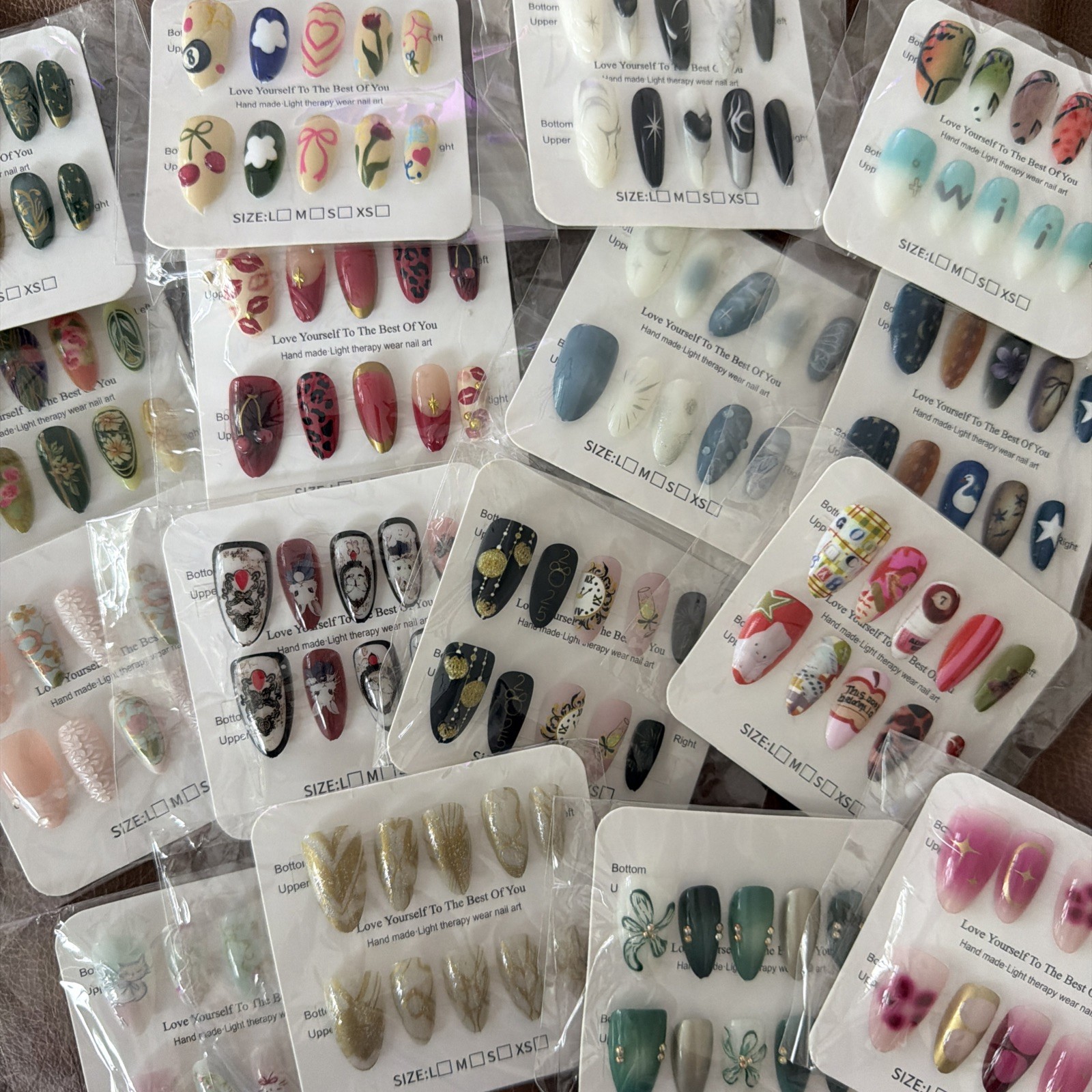 Handmade Press-On Nails Salon Reusable 16 Sets Of 10-Piece Nail Art Bulk Various