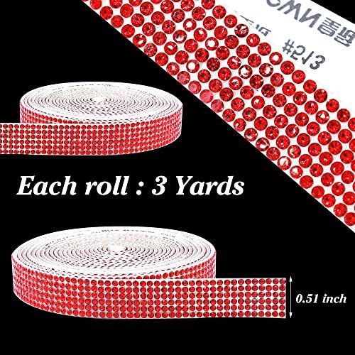 Self Adhesive Crystal Rhinestone Strips Diamond Ribbon Bling Gemstone Red