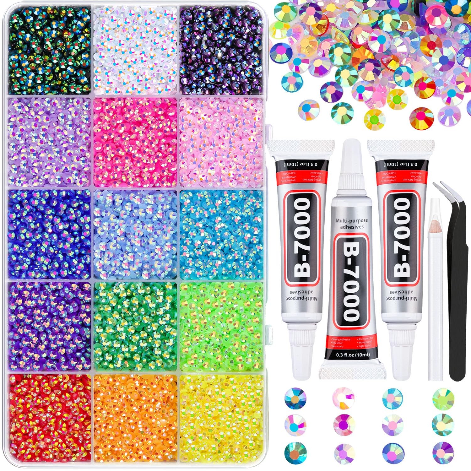 18000Pcs Resin Jelly Rhinestones for Bedazzling, Multicolor 3mm Flatback Rain…