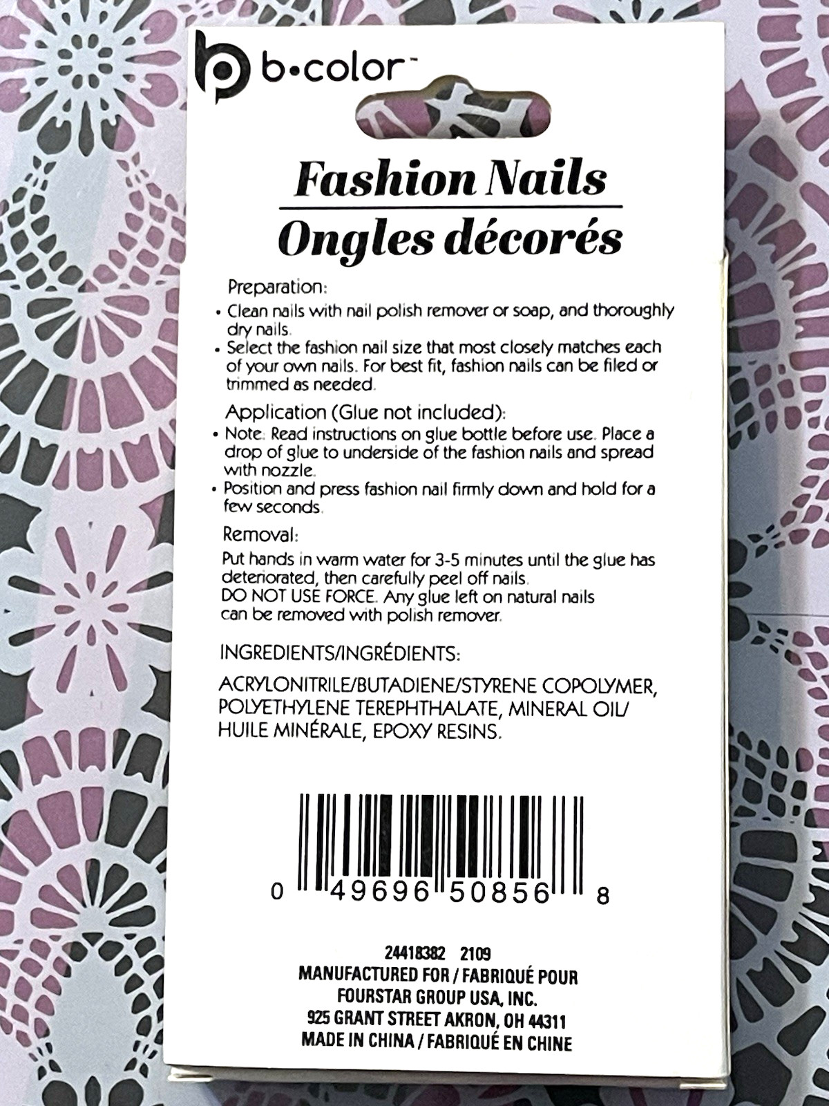B Color Fashion Nails NUDE SHEER with FRENCH & GLITTER Short Press On Manicure