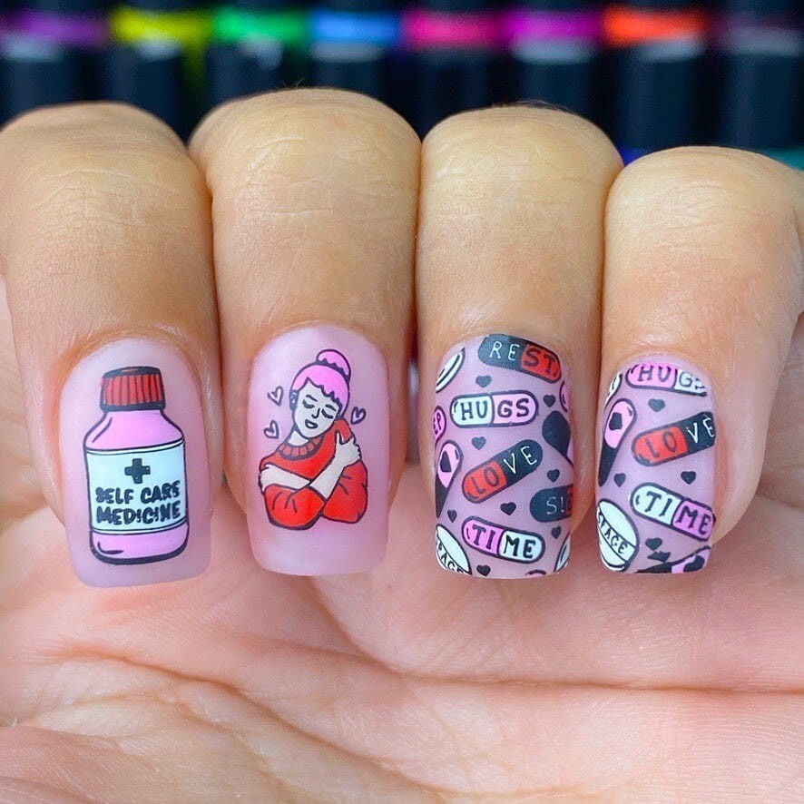 💞🧠🏥Maniology Self Love M266 Nail Stamping Plate