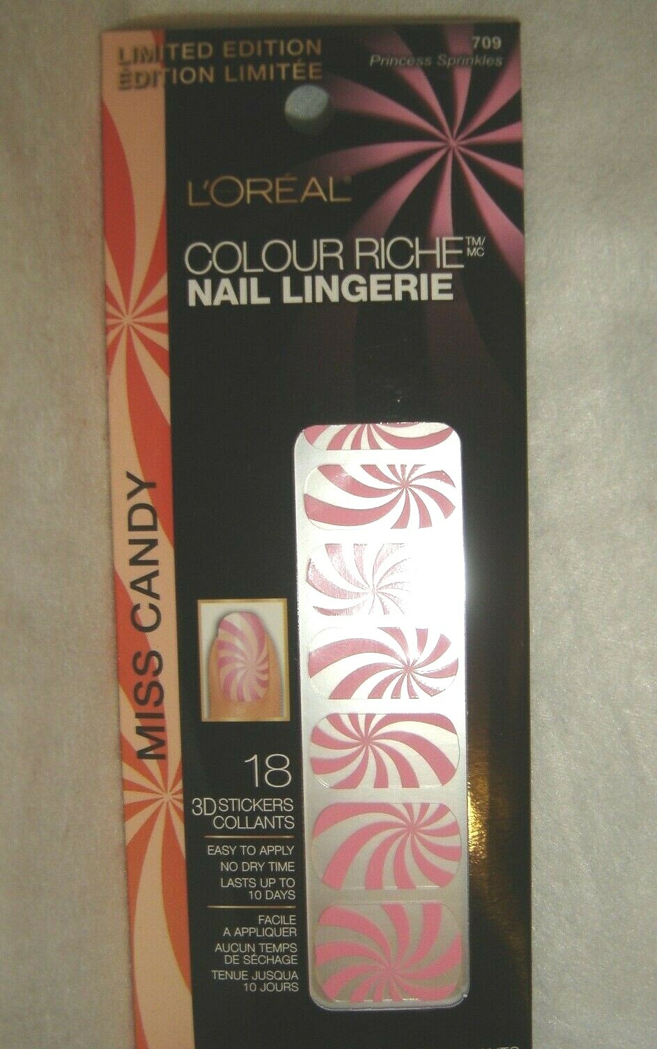 L’OREAL*COLOUR RICHE*3D Nail Lingerie #709 PRINCESS SPRINKLES~BRAND NEW~SEALED