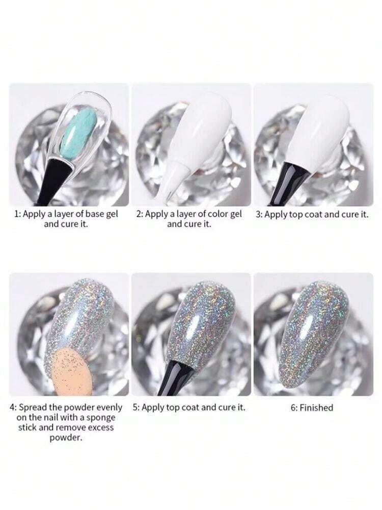 1Box Gray Gradient Shiny Nail Glitter Powder Iridescent Sparkly Nail Art Chrome
