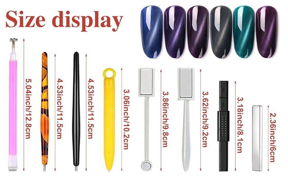 8 Pieces Cat Eye Magnet for Nails Double-head Flower Design Nail Magnet Pens Mag