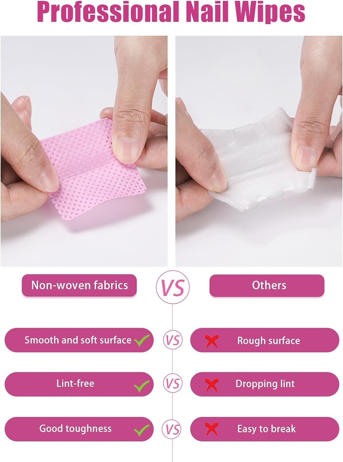 400 PCS Lint Free Nail Wipes, Non-Woven Fabric Nail Cleaning Pads Cleaning Wipes